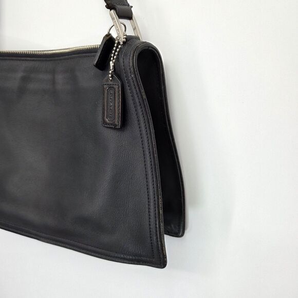 Vintage Coach 6145 Top Zip Shoulder Handbag Purse Black Leather - Picture 3 of 7